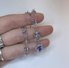 Purple heart double pendant drop crystal necklace