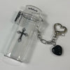 Antique cross heart lighter keychain case