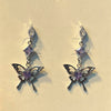 Purple butterfly heart drop earrings