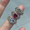 Heart aqua gem stone sterling silver melt ring(pre-order only)