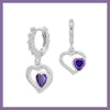 Purple double love zig zag hoop earrings