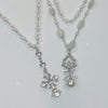 Heart drop cross pearl crystal necklace