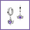 Purple Angel heart hoop earrings