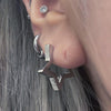 Black star hoop earrings