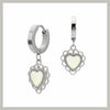 White heart lace hoop earrings