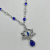 Heart angel blue drop pearl crystal necklace