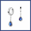 Blue cubic drop hoop earrings