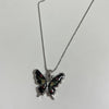 Black floral butterfly necklace