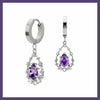 Purple raindrop hoop earrings