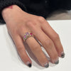 Triple gem pink square melt ring