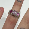 Triple gem pink square melt ring