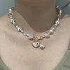Pink chunk heart necklace
