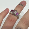 Triple gem pink square melt ring