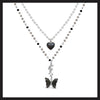 Butterfly heart double bead necklace