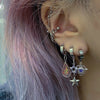 Purple Cupid heart gem rhinestone hoop earrings