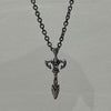 Sword bling dark silver chain necklace