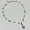 Pink pastel rose quartz star heart necklace