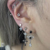 Spike black bling cross drop earrings