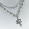 White angel pearl drop double necklace