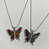 Black floral butterfly necklace