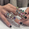 Pink gemstone web sticky sterling silver ring (pre-order only)