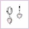 White ice heart hoop earring