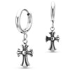 Mini Chrome cross hoop earrings