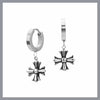 Mini chrome cross hoop earrings