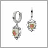 White Floral heart hoop earrings