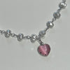 Princess pearl spike pink heart necklace-Pink