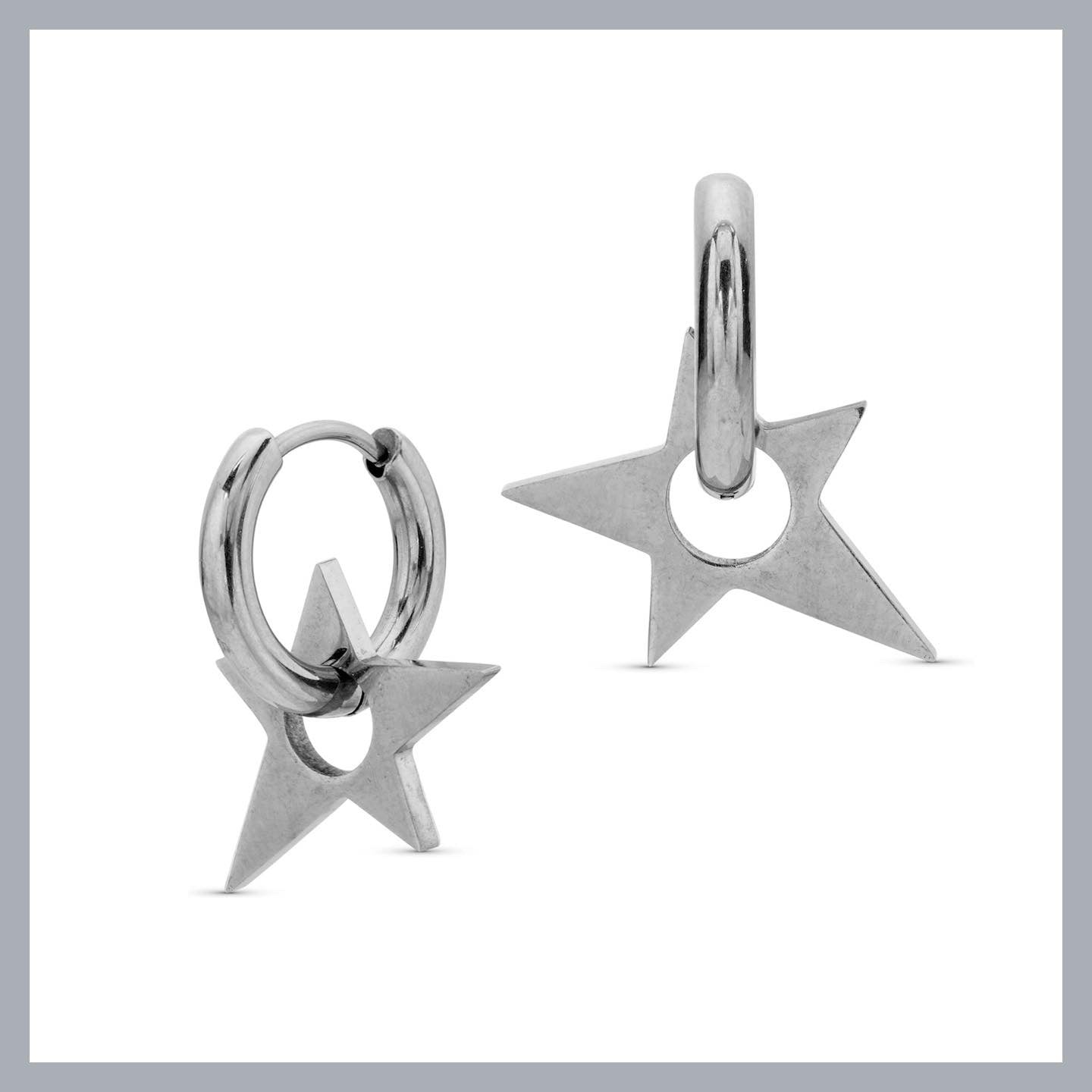 Silver shooting star hoop earrings – TOOFOOFEEFA