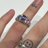 Triple gem purple square melt ring