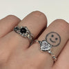 Black gem twist sterling silver ring