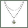 Green twist star chain double necklace
