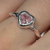Pink Heart twist gem sterling silver ring