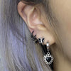 Mini Black lace heart hoop earrings