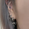 Ribbon twist mini heart drop hoop earrings