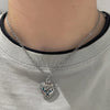 Swarovski bright blue antique lock necklace