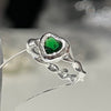 Green Heart twist gem sterling silver ring