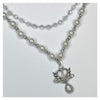 White angel pearl drop double necklace