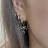 Ribbon twist mini heart drop hoop earrings
