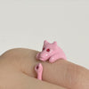 Pink pig ring