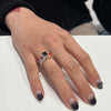 Triple gem black square melt ring